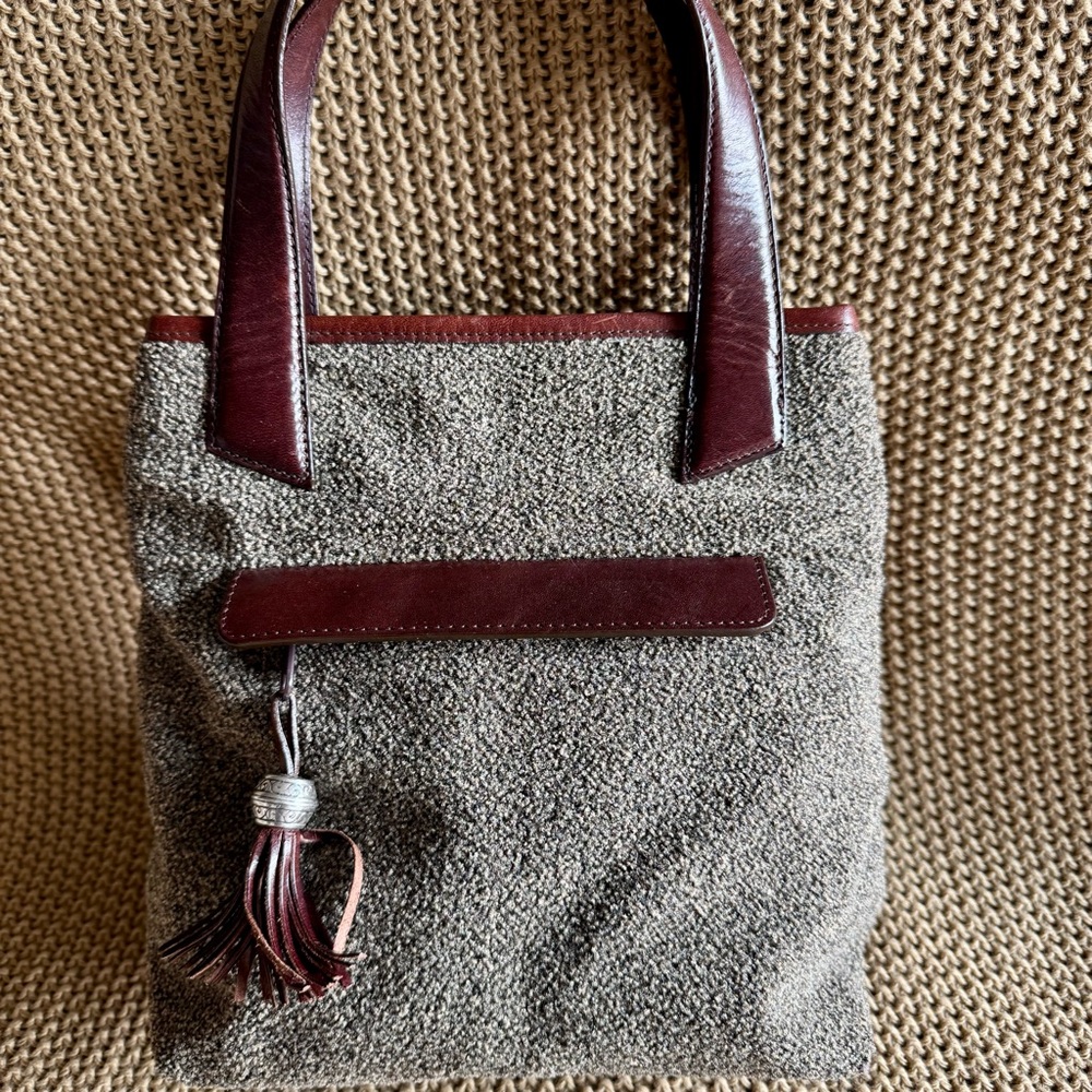 BRIGHTON Vintage Olive Green Fabric Mini Tote